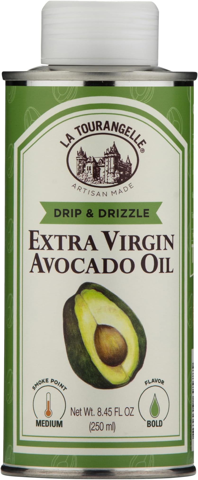 La Tourangelle, Extra Virgin Avocado Oil, Full Flavor from Premium Avocados, Medium Heat, 8.45 Fl Oz