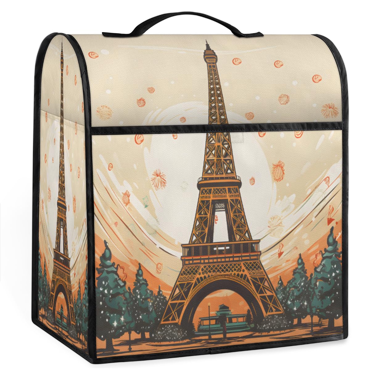 Coffee Maker Cover Eiffel Tower Kitchen Appliance Covers Small Appliance Covers Blender Cover Juicer Cover Dust Covers for Kitchen Appliances with Top Handle and Pockets,Washable,B356