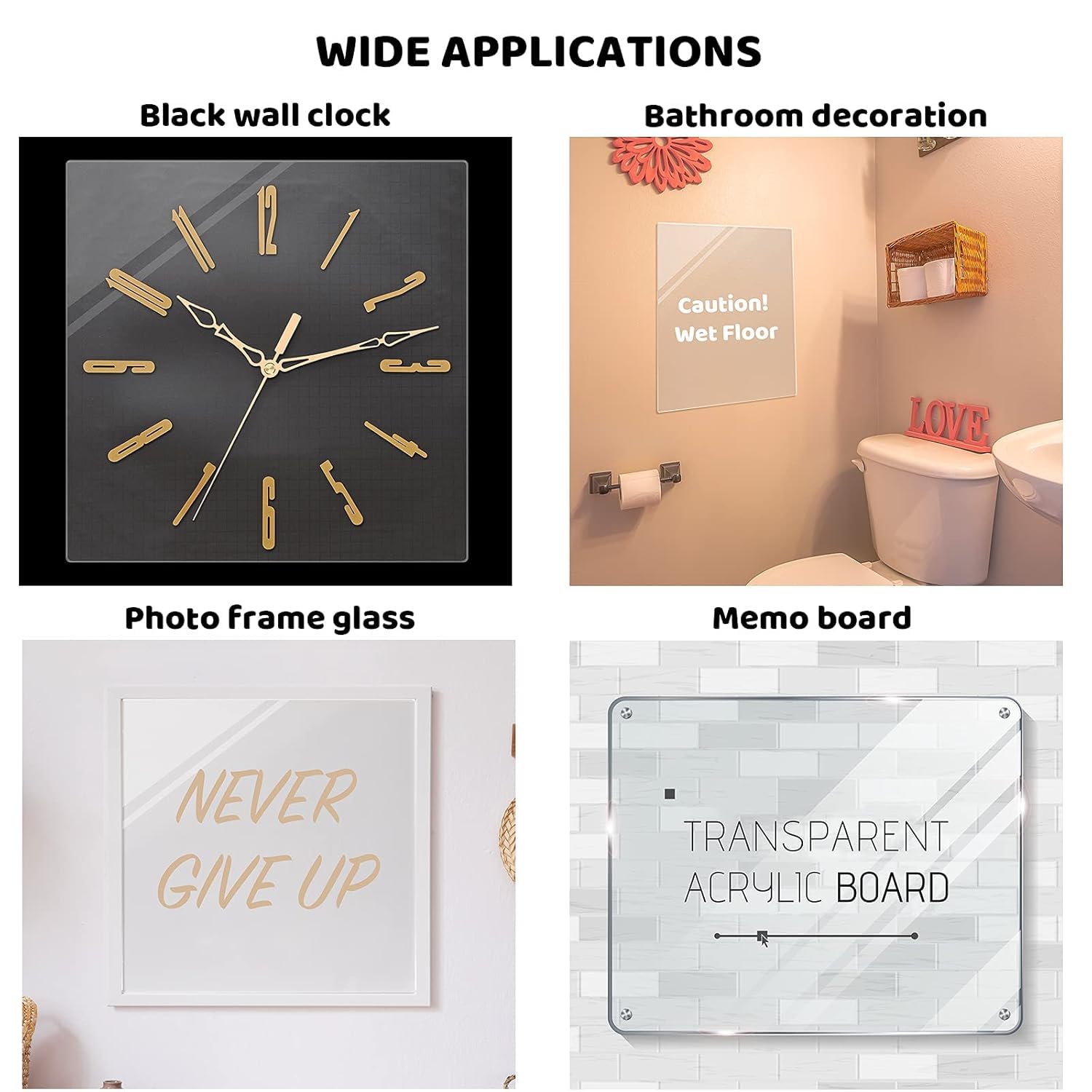 SmartMaison - Transparent Acrylic Sheet 5x5 Inch (Pack of 4) | High Transparency Acrylic Panel for DIY Crafts, Photo Frames, Wall Clock, Memo Board, Wedding Signs & Home Décor 4