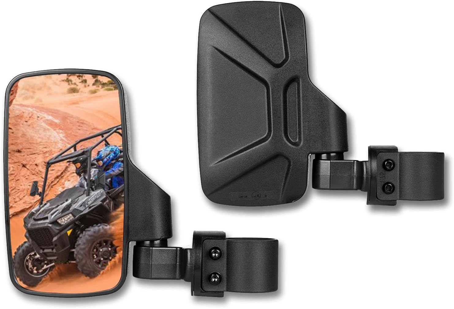 SHEJISI UTV Side Mirrors Fits 1.65"-2" Inch Roll Cage, Upgraded Easy-Adjustable New UTV Mirrors Side View, Compatible with Polaris RZR, Kawasaki Mule Teryx, Honda Pioneer SXS, Yamaha YXZ Wolverine