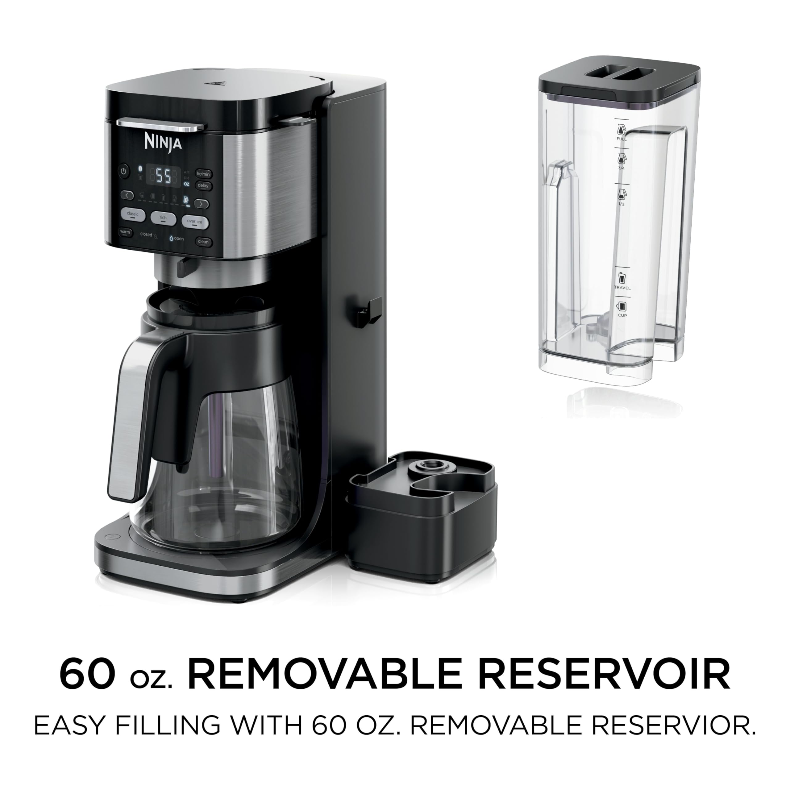 Ninja Drip Coffee Maker, DualBrew Pro Hot & Iced, Black, CFP101 | Single Serve to Carafe, Brew with Pods & Grounds, Compatible with K Cups, 3 Brew Styles, 60oz Removable Reservoir