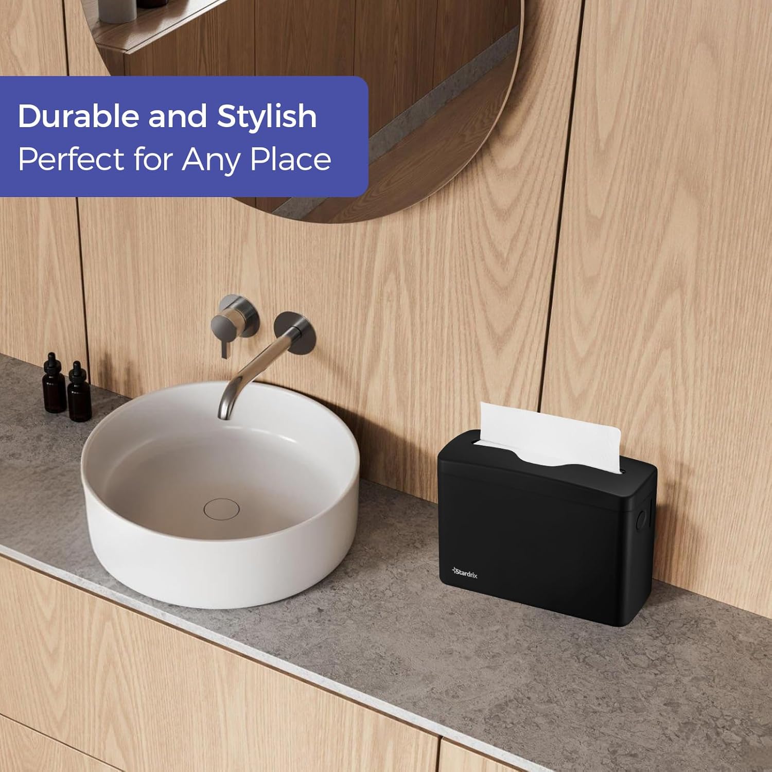 Countertop Paper Towel Dispenser, Black Hand Towel Holder for Multifold/C-Fold/Z-Fold Towels, Spring Loaded Single Sheet Dispensing, Non-Slip Base, Compact Design for Home or Commercial - Image 6