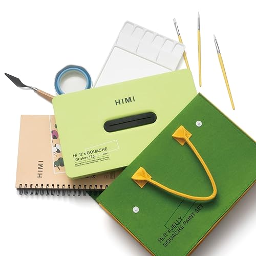 HIMI GoPack Gouache Paint Set – 72 Vibrant Colors with Palette, 3 Brushes, Foldable Bucket, Gouache Pad, Painting Knife & Felt Bag.Gift for Adults, Beginners & Professional Artists(GoPack Set) - 72 colors set