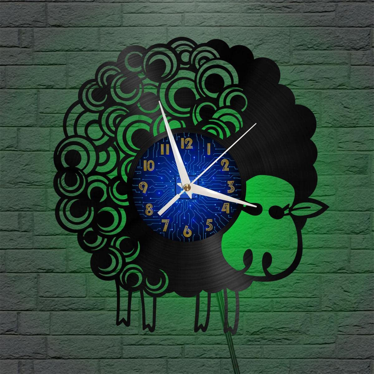 Horloge murale en vinyle silencieuse avec veilleuse LED pour la chambre