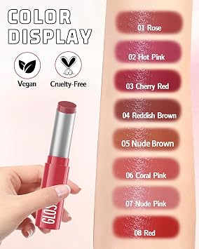 Cherry Red Lipstick Tinted Lip Balm, Sheer Shine Lipstick for Older Women