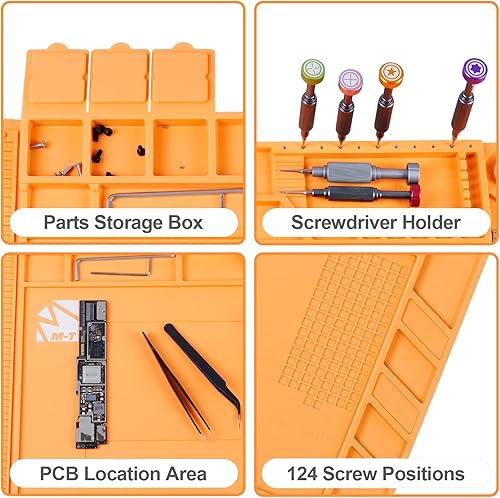 Miniatura 4 de M-T Alfombrilla magnética de reparación de silicona resistente al calor 932F antiestática, segura para teléfono, laptop, reloj, etc. Reparación de