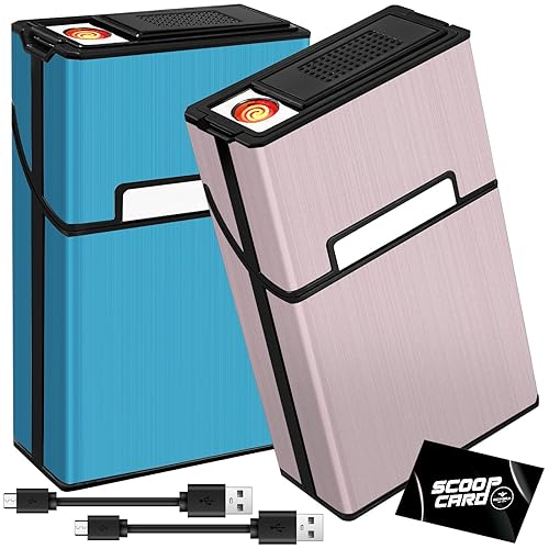 Vista 7 de roygra Funda para Cigarrillos con Encendedor (Paquete de 2), Tamaño King 100s Interruptor Magnético, Capacidad para 20, Estuche Portátil
