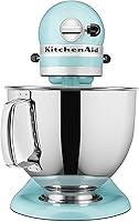 Vista 89 de KitchenAid KSM150PSAC Artisan Series - Batidora de pie con capacidad de 5 cuartos o 4.7 litros, incluye escudo vertedor Azul hielo