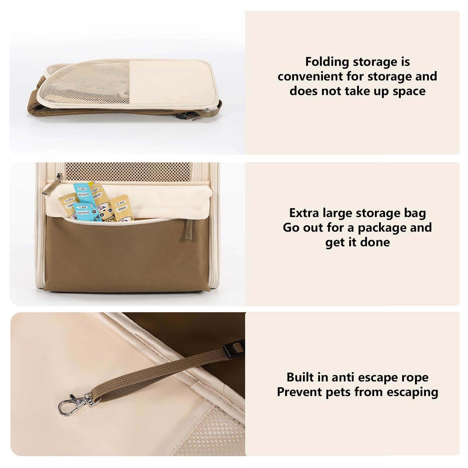 Katzenrucksack, Katzentransporttasche, Hunderucksack Faltbar mit Grossem Netzfenster Leichte, 600d Verschleißfestes Oxford-Gewebe, Fuer Kleine Hunde Und Katzen, 30 X 27 X 41,5cm (0-7,5kg)