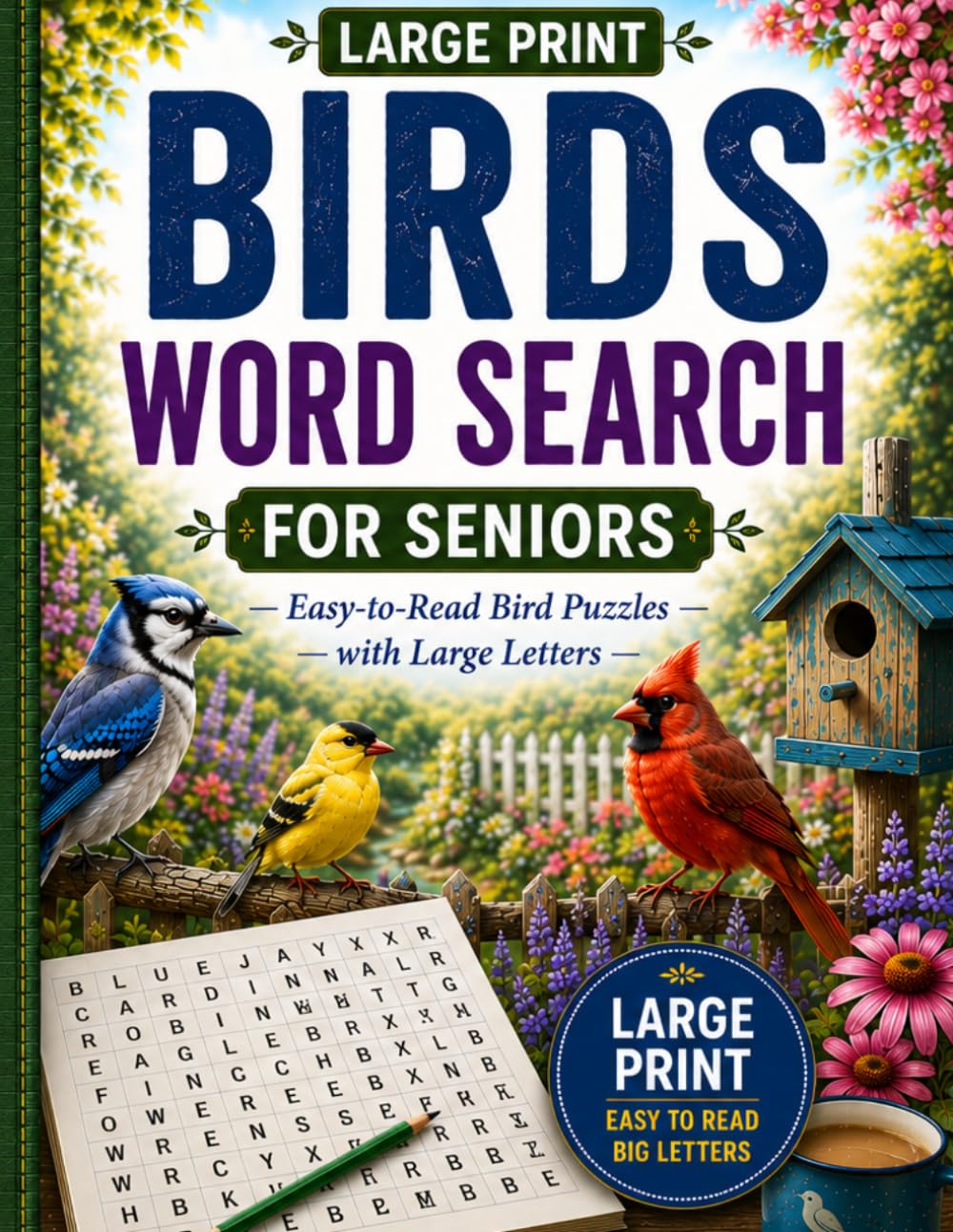 LARGE PRINT BIRDS WORD SEARCH FOR SENIORS: Easy-to-Read Bird Puzzles with Large Letters (Evergreen Large Print Puzzles For Seniors)