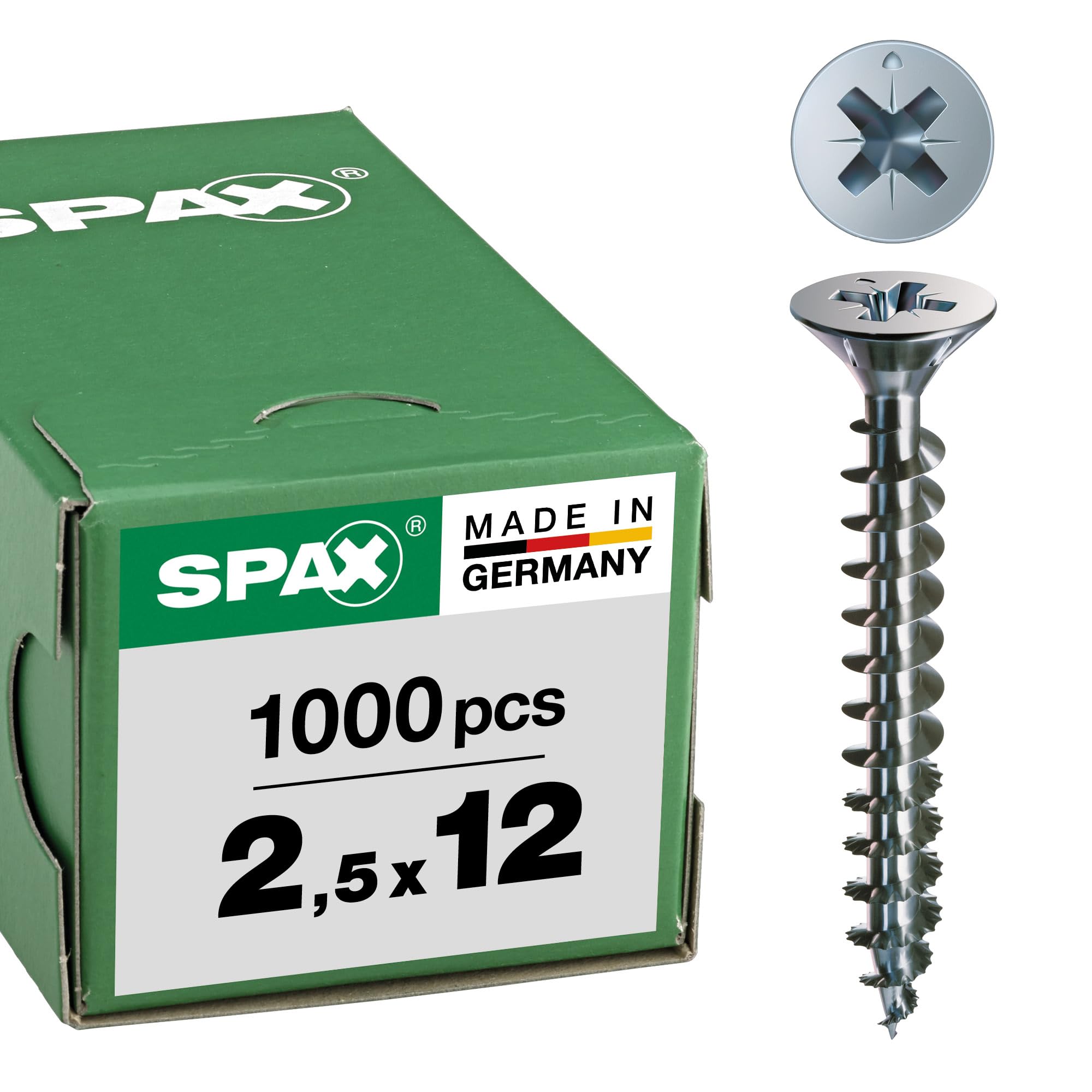 Spax – Universal Screw Countersunk Head Phillips Z 4Cut Full Thread Galvanised Blank A2J – 1081010350123, 0/1030/001/2,5/12/ /01