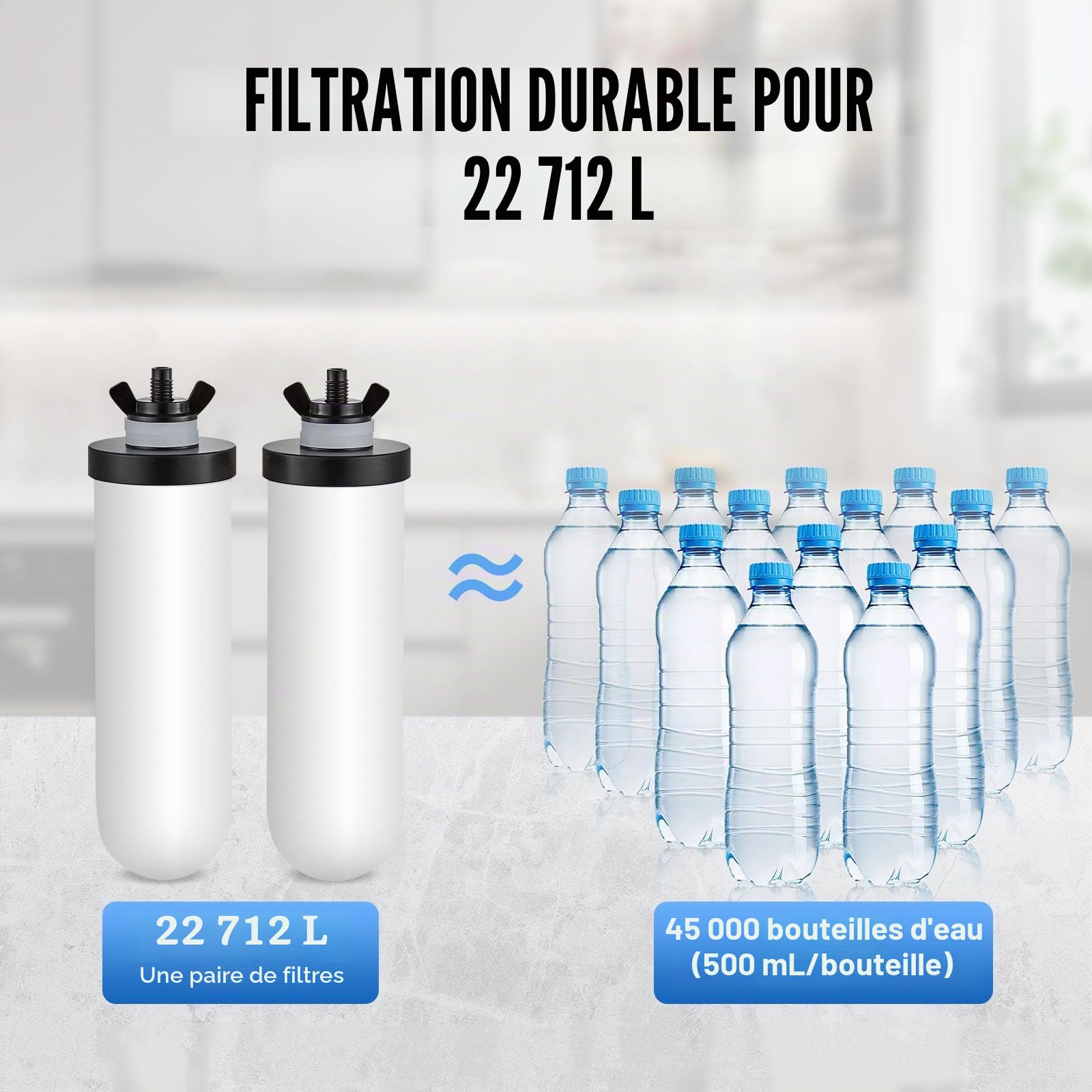 VEVOR Système de Filtration d'Eau par Gravité 8,5 L, Filtre à Eau par Gravité Réduction du Plomb et jusqu'à 99% du Chlore, en Inox 304, avec 2 Filtres à Charbon et Céramique, Robinet et Support