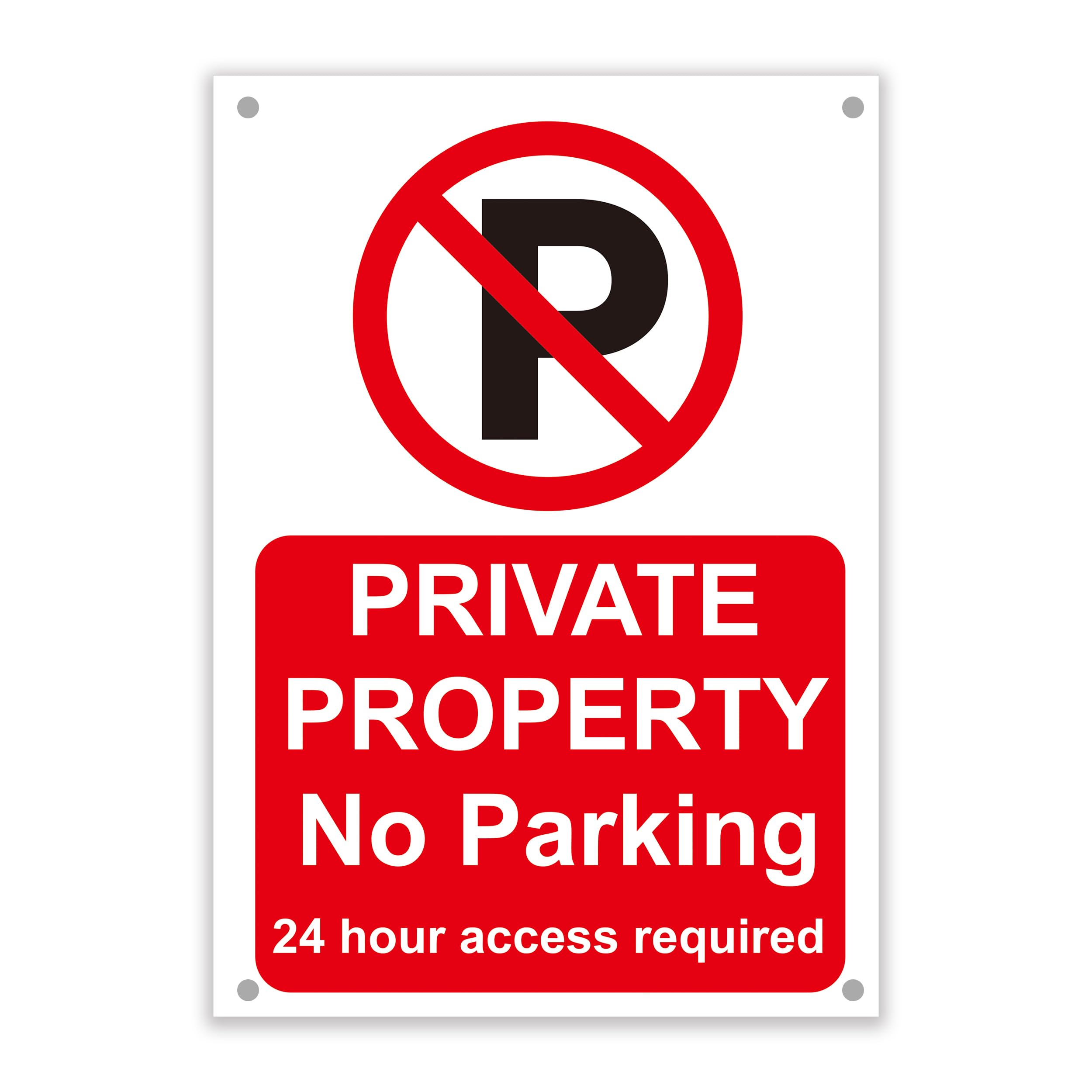 LP Lifestyle Private Property No Parking Sign – 24 Hour Access Required, Weatherproof Outdoor Warning Sign for Driveways, Garages, or Business Premises No. 005 (Red, A2 (420mm x 594mm) – Holes) — image 1