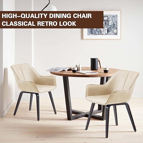 Miniatura 3 de Juego de 2, 4 y 6 sillas de comedor tapizadas con detalles de piel sintética, sillas de comedor para sala y cocina, cómodas sillas de lecturabrazos,