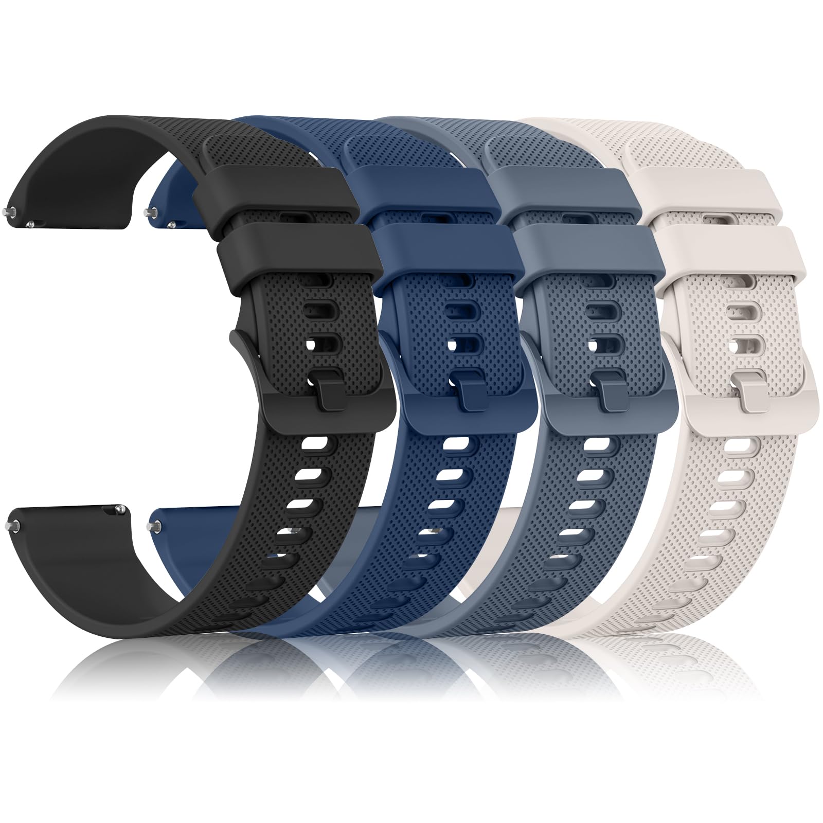 [4 PACK] Silicone Straps for Garmin Venu 4 3 2 45mm/Vivoactive 4/Forerunner 255/265/570 47mm/Amazfit Bip 6/Bip 5/Balance 2/Huawei Watch GT 6 Pro 46mm/Xiaomi Redmi Watch 5 Active/5 Lite 01