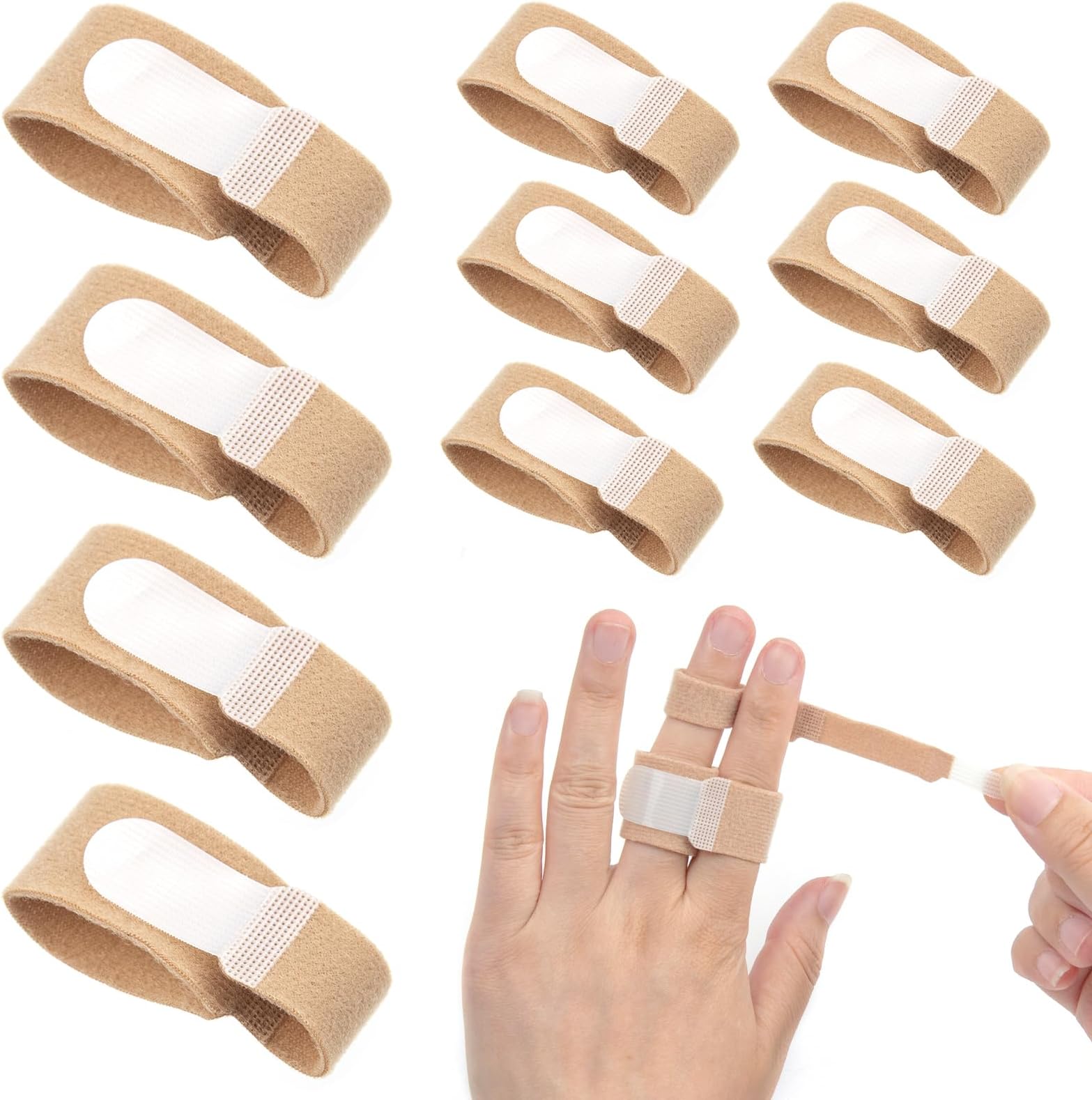 Fantasyon 10Pcs Finger Splints, Medically Approved Finger Tape Finger Buddy Wraps for Mallet Fingers Curled Finger Broken Finger,Finger Brace Straps for Osteoarthritis Finger Joint