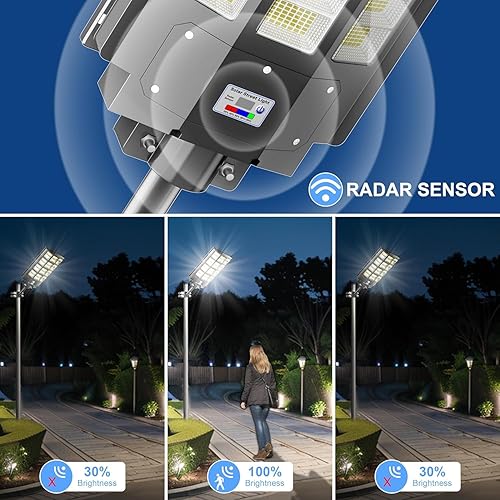 Miniatura 2 de Paquete de 2 luces solares de calle del atardecer al amanecer, 3200 W, 480000 lm, brillo de 7000 K, impermeable IP67, sensor de movimiento, luces de