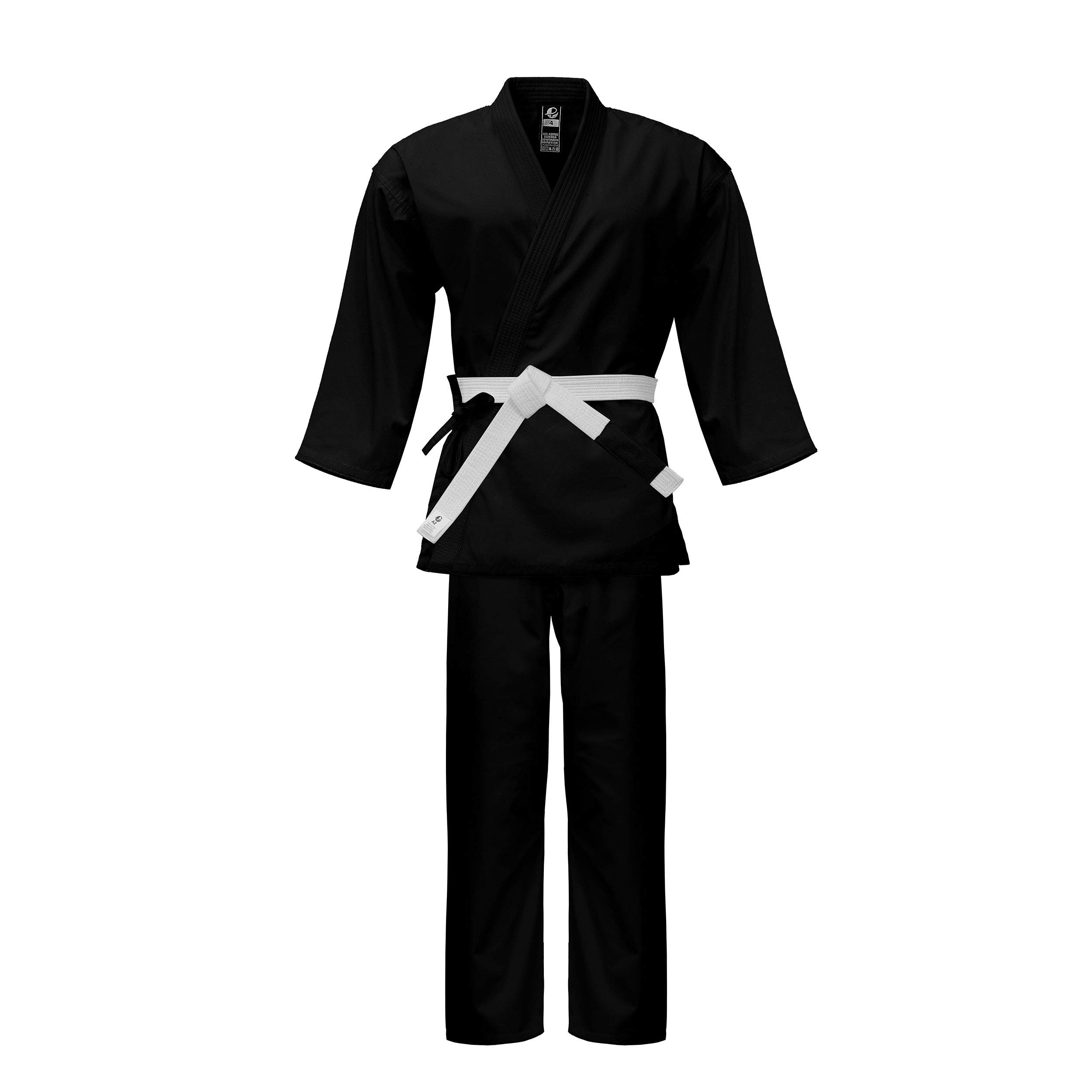 ULTIMATE FIGHT GEAR UFG Middle Weight Karate Uniform Gi - Kids Adults Unisex (Belt Included) (Black, 000)