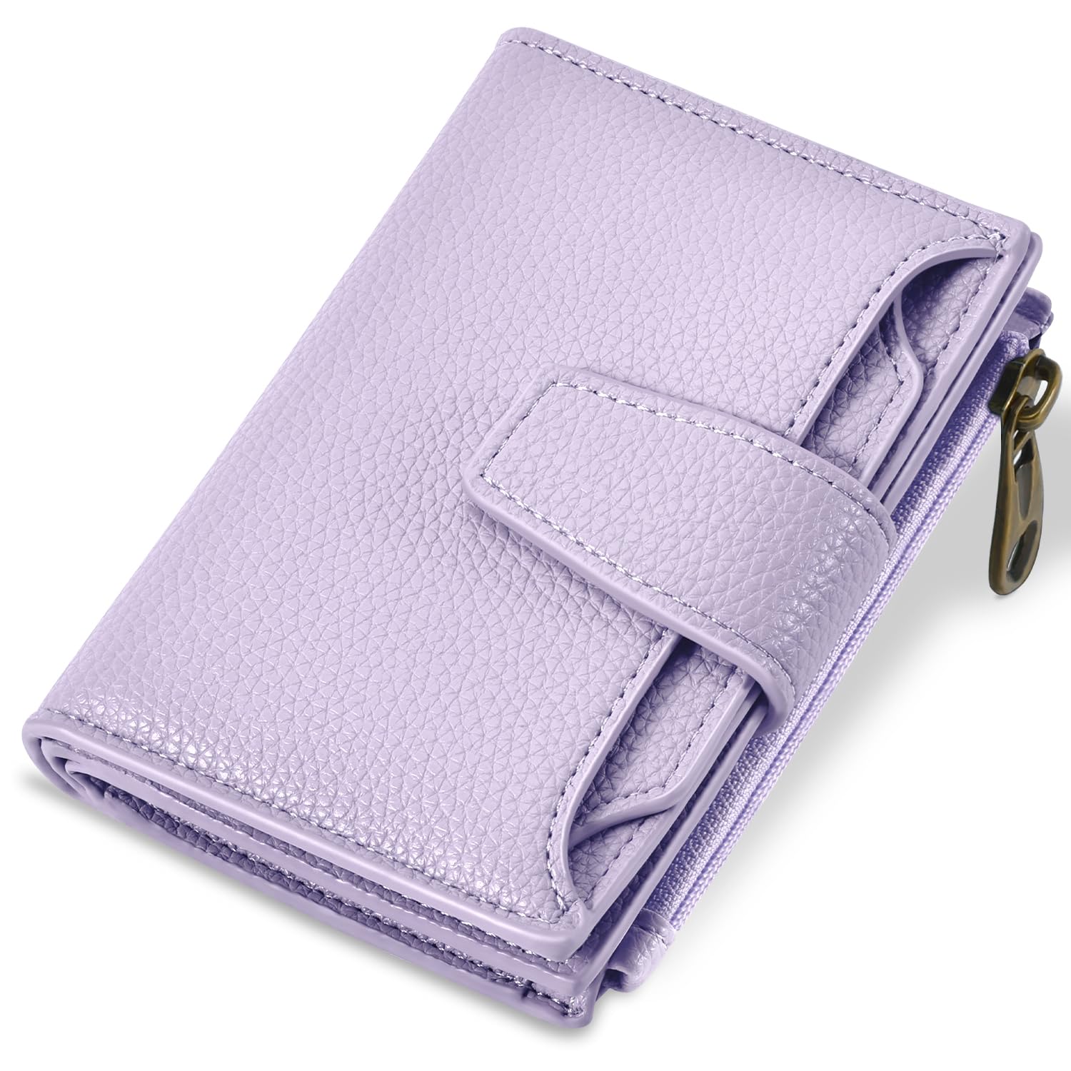 Airkit Small Wallet Women RFID Blocking Soft Leather Bifold Compact Card Holder Wallet for Women with Zipper Coin Pocket 4 ID Window