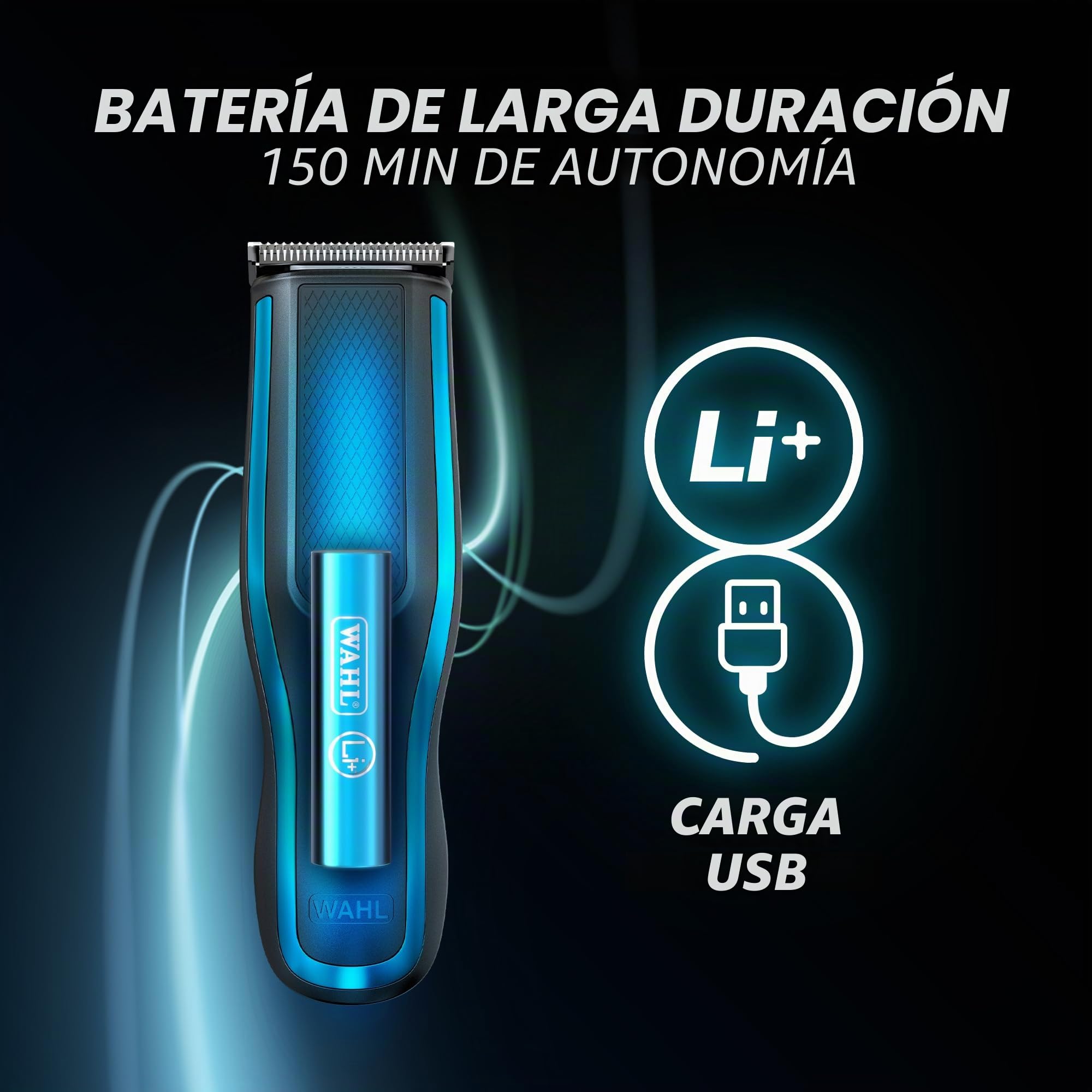 WAHL Self Clip 360 Kit cortapelos - cortapelos automático, sin cable, negro, 10 peines, carga USB, batería de larga duración, autoasistencia, cuchillas enjuagables, fácil agarre, ligero