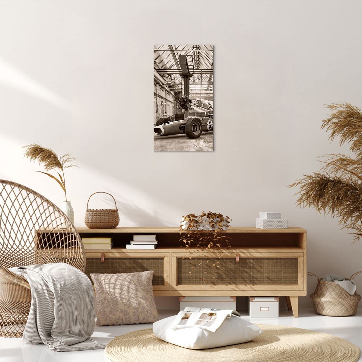 Cuadro Decorativo Fórmula 1 Retro - Lienzo 120x80 Cm, Impresión Calidad, Listo Para Colgar