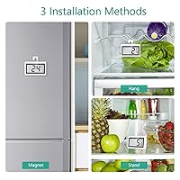 Vista 4 de ORIA Termómetro para refrigerador, paquete de 2 termómetros digitales para refrigerador, medidor de temperatura magnético para congelador