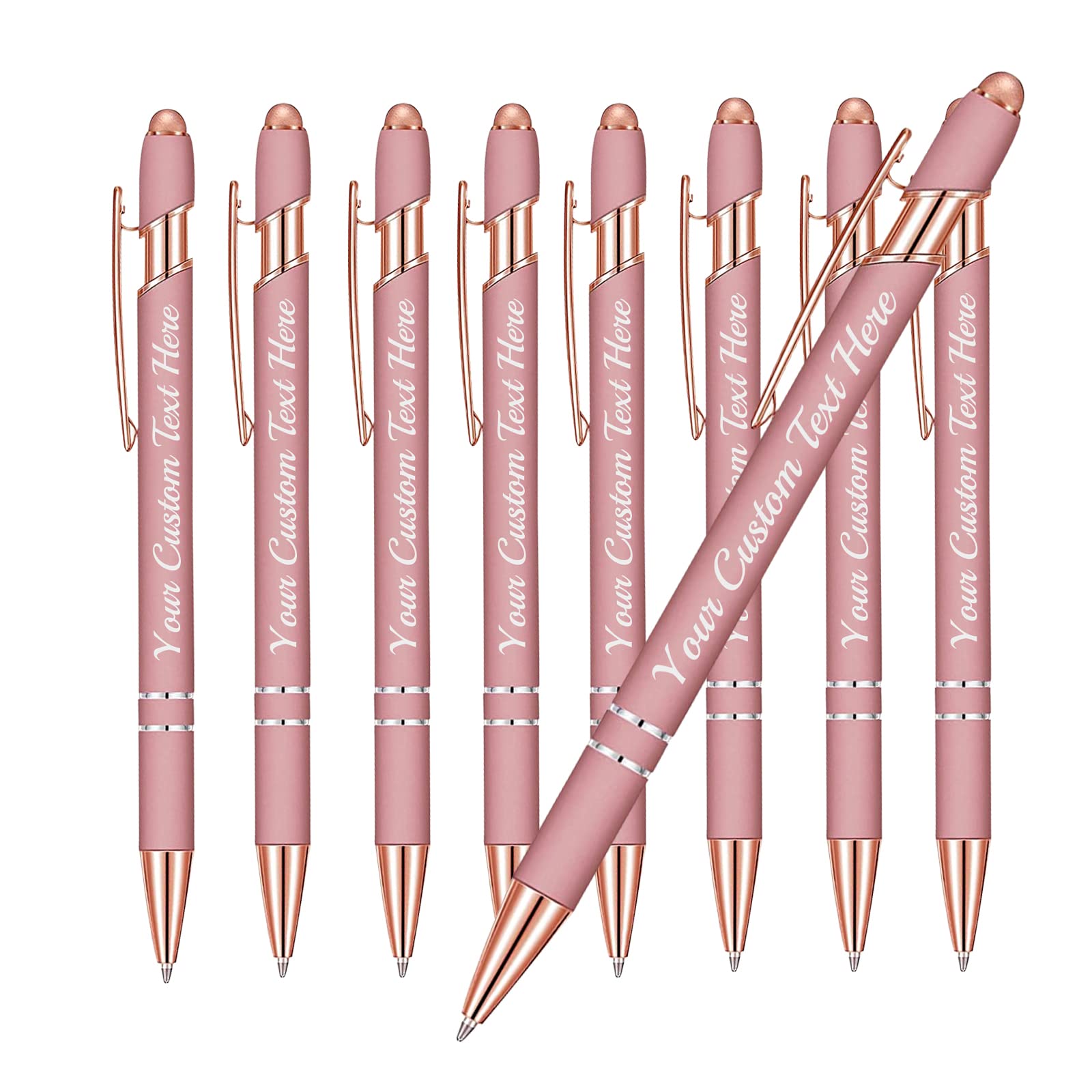 Westpearl Personalized Pen12pcs Bulk,Custom Ballpoint Pens with Engraved Business Name Message Logo, Soft Black Ink Stylus with Touch Metal Office,