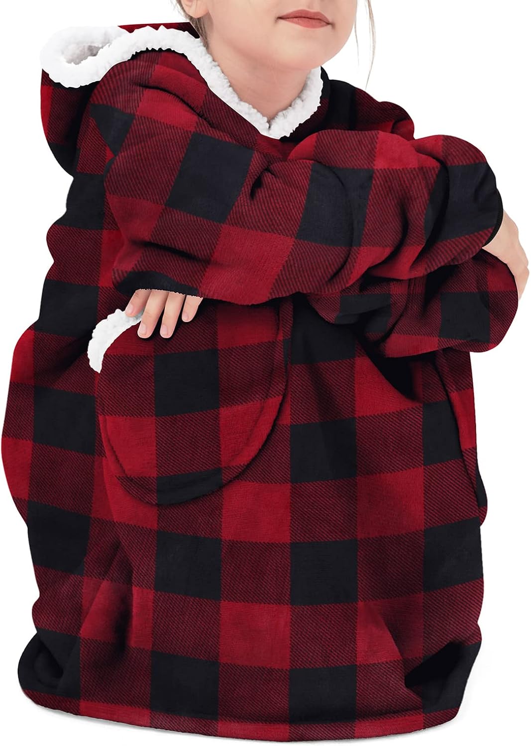 American Trends Wearable Blanket Hoodie, Oversized Sherpa Warm Hoodie Blanket Thick Sweatshirt, Gift for Women Men Girls - Image 7