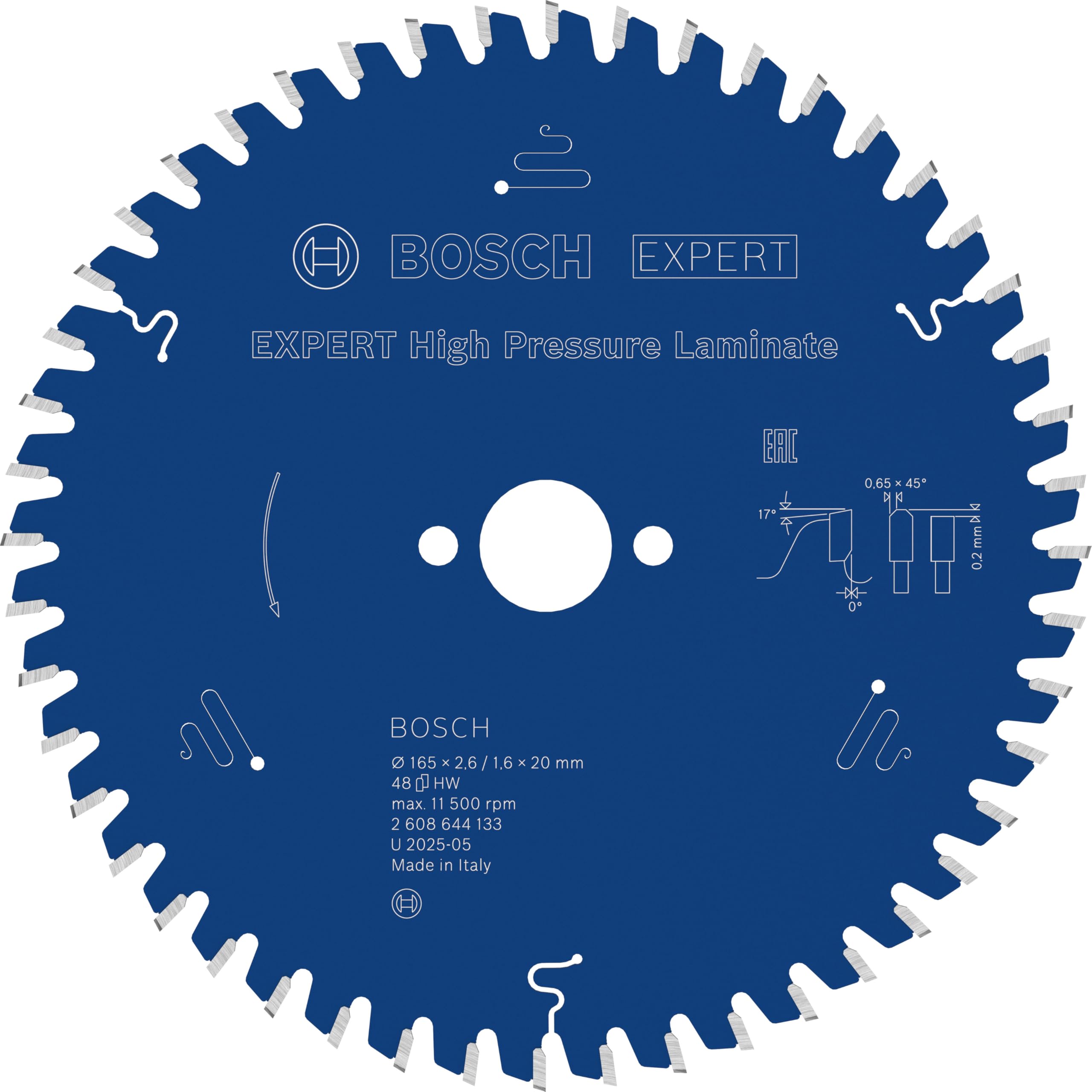 Bosch Blue 1X Expert High Pressure Laminate Corded Circular Saw Blade For Handheld Circular Saw (For Hpl High-Pressure Laminate, Ø Mm, Professional Accessory Hand-Held Corded Circular Saws)