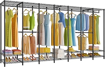 VIPEK V70 Extra Large Clothes Rack Heavy Duty Garment Rack, Freestanding Wardrobe Metal Closet for Hanging Clothes, Bedroom Organizer and Storage, Max Load 1670lbs, Black