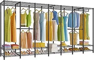 VIPEK V70 Extra Large Clothes Rack Heavy Duty Garment Rack, Freestanding Wardrobe Metal Closet for Hanging Clothes, Bedroom Organizer and Storage, Max Load 1670lbs, Black
