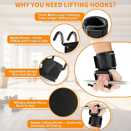 Miniatura 6 de Ganchos de levantamiento de pesas, 330 libras de alta resistencia para levantamiento de pesas para levantamiento de pesas, para levantamiento de
