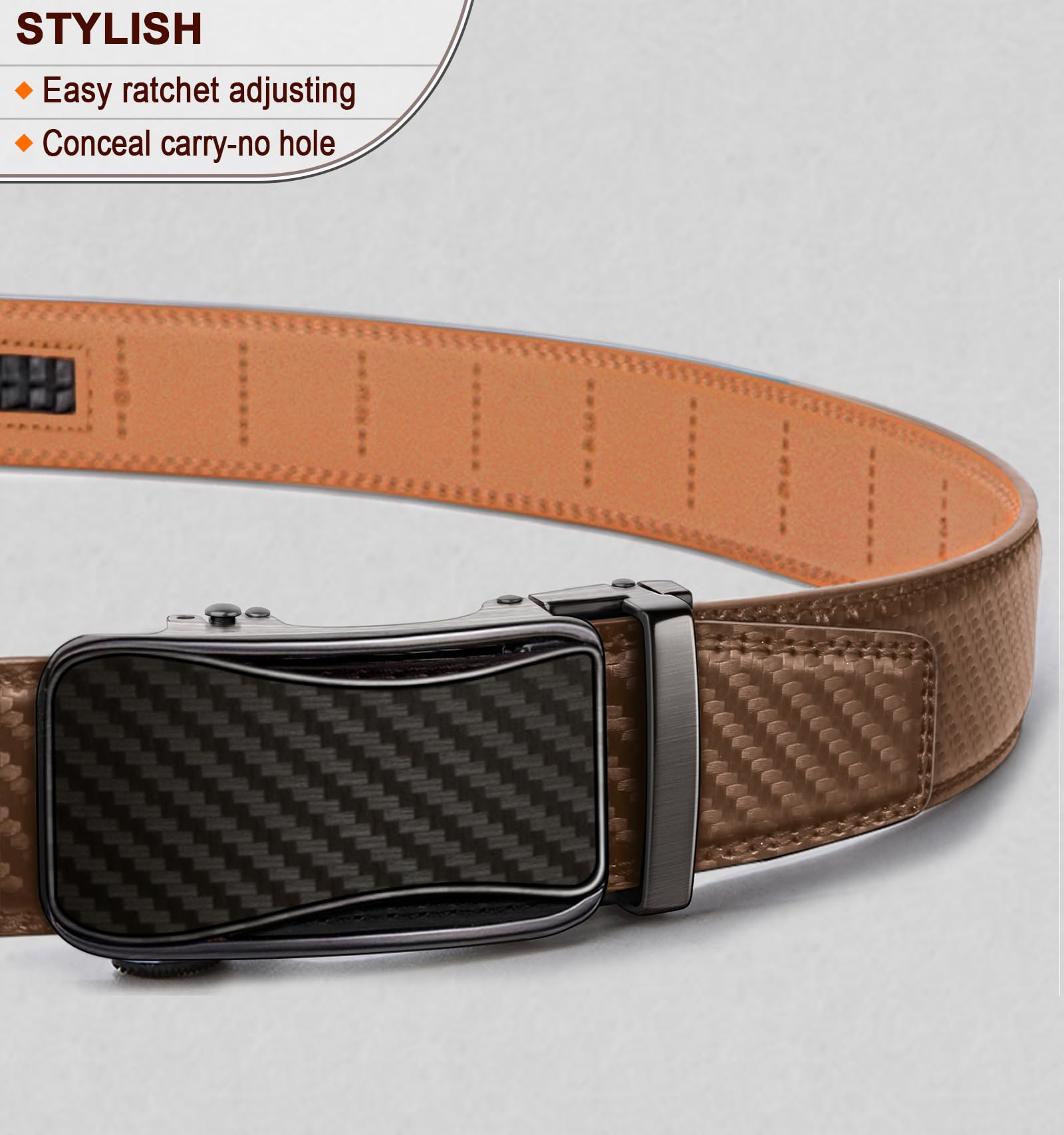 KEMISANT Cintura Uomo, Cintura Pelle Uomo Cricchetto Automatica Fibbia 35mm,Trim Regolabile per Adattars