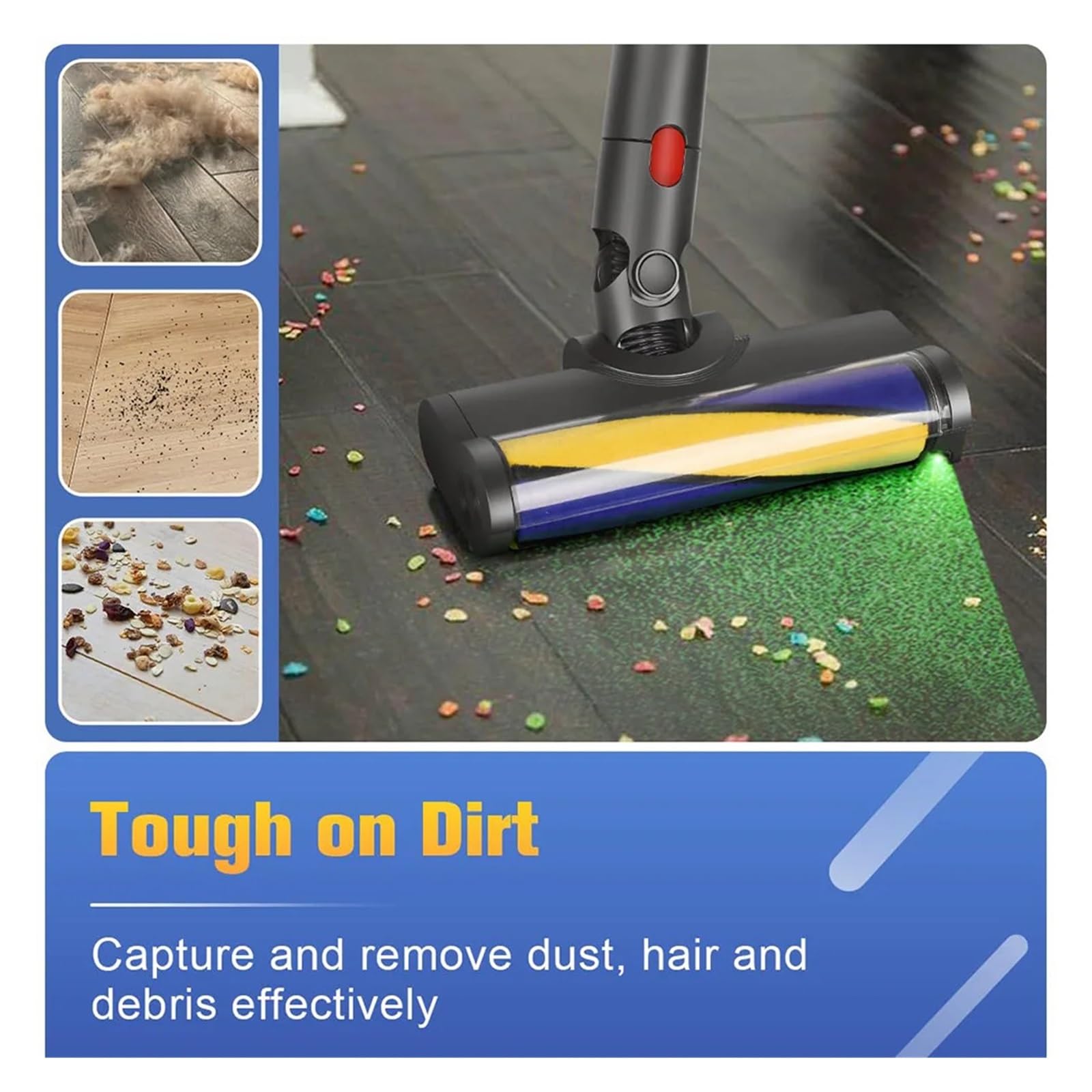 Laserbürste, kompatibel mit Dyson V12 Origin Staubsaugerzubehör, Ersatz-Motorkopf mit grünem Licht, Teppichrollenbürstenkopf Zubehör(Soft Roller Brush)
