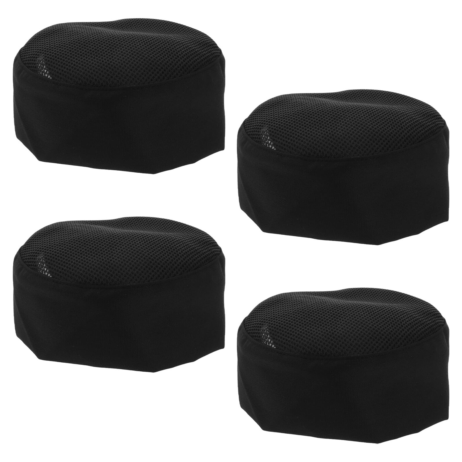 FOMIYES Gorros de Chef Negros para Adultos 4 Unidades Malla Transpirable Banda Elástica Tapa Antipolvo para Cocina Profesional y Servicio de Alimentos Unisex Lavables y