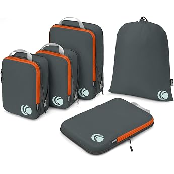 Cipway Compression Packing Cubes Set for Travel, Ultralight Packing Organisers for Luggage, Suitcase and Backpack (Grey, 5 Pi