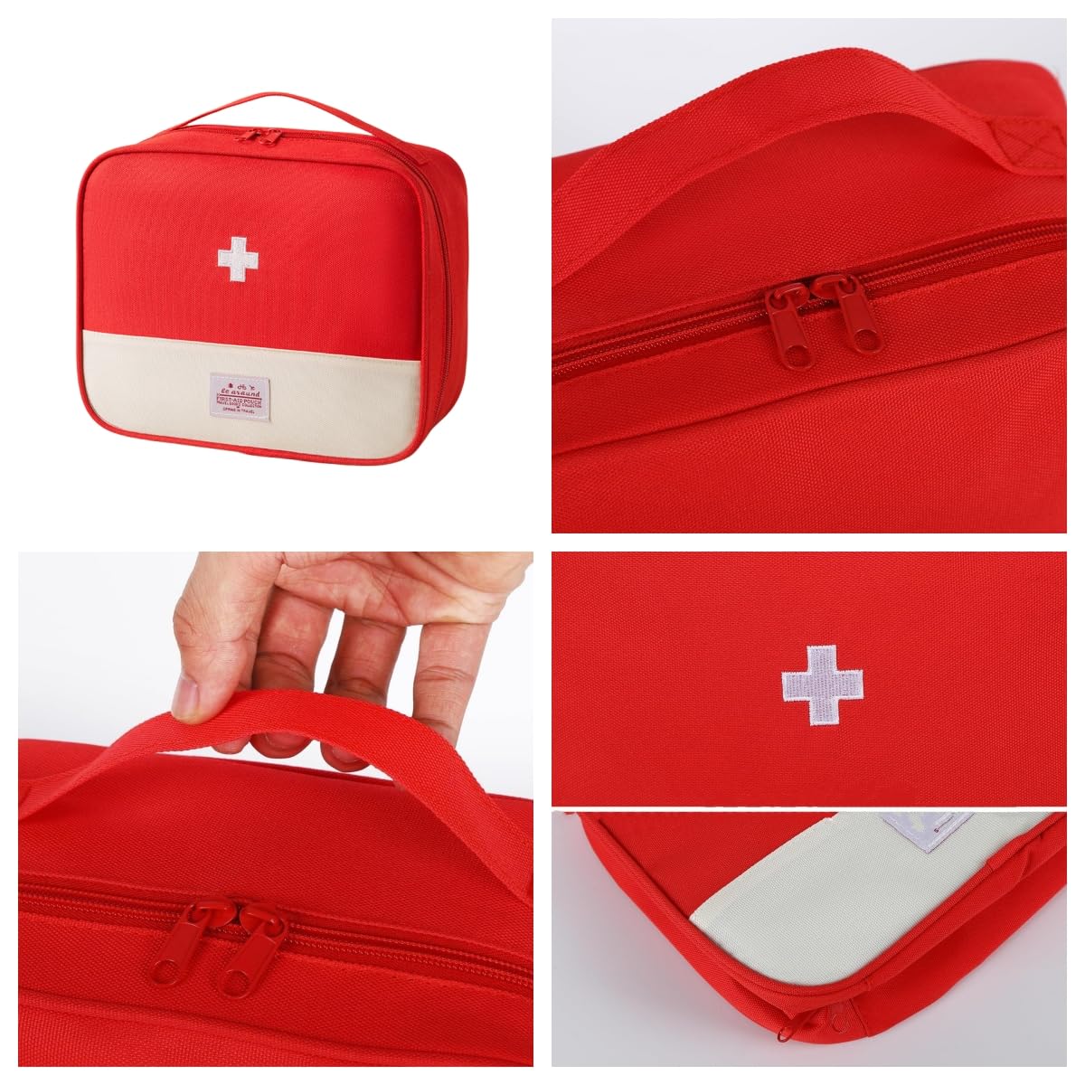 Botiquín de Primeros Auxilios,2 Piezas Kit de Primeros Auxilios,Bolsa para medicamentos Botiquin Viaje para Viajar Camping Casa Senderismo (Rojo)