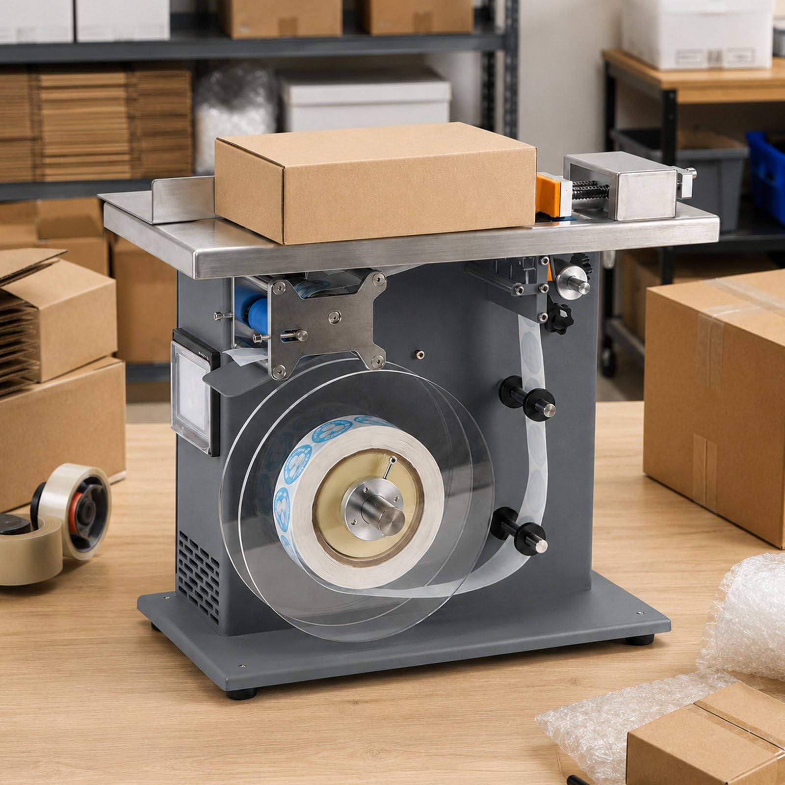 90° Corner Box Labeler Semi-Automatic - Right Angle Label Applicator for Tamper-Evident Packaging - 15-30 Labels/Min with ±0.5mm Precision - for Retail Cartons and E-Commerce Packaging 25–30mm