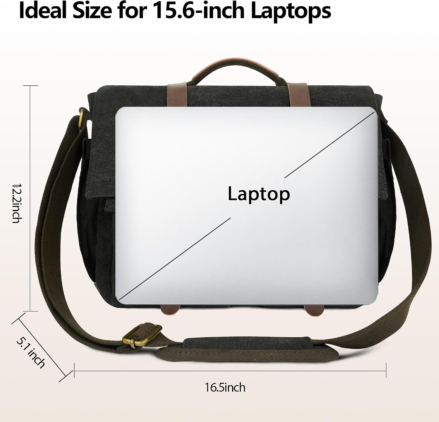 Messenger Bag for Men, 15.6" Canvas Laptop Bag, College Satchel Bag image 4