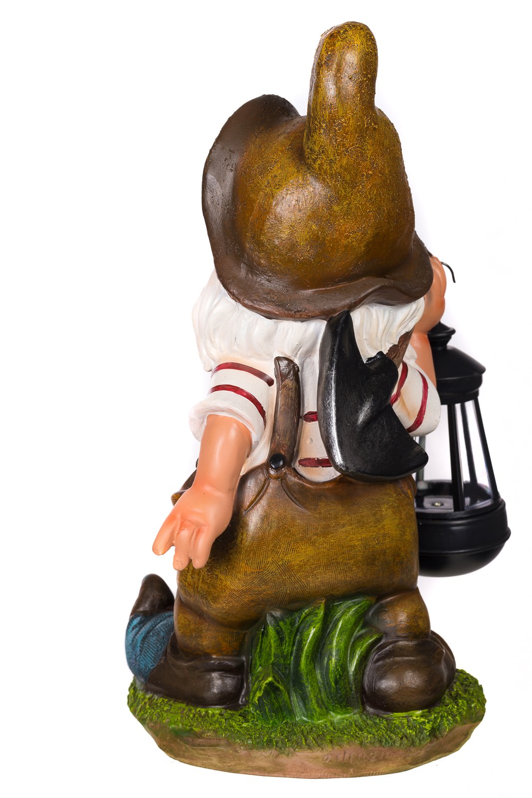 Figura, gnomo da giardino con lampada solare NF11021-2D, altezza 37 cm, statuetta da giardino, gnomo decorativo con lampada solare a LED, bella e finemente lavorata