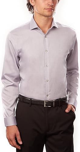 Calvin Klein Camisa de vestir para hombre Xtreme Slim Fit No Hierro Herringbone