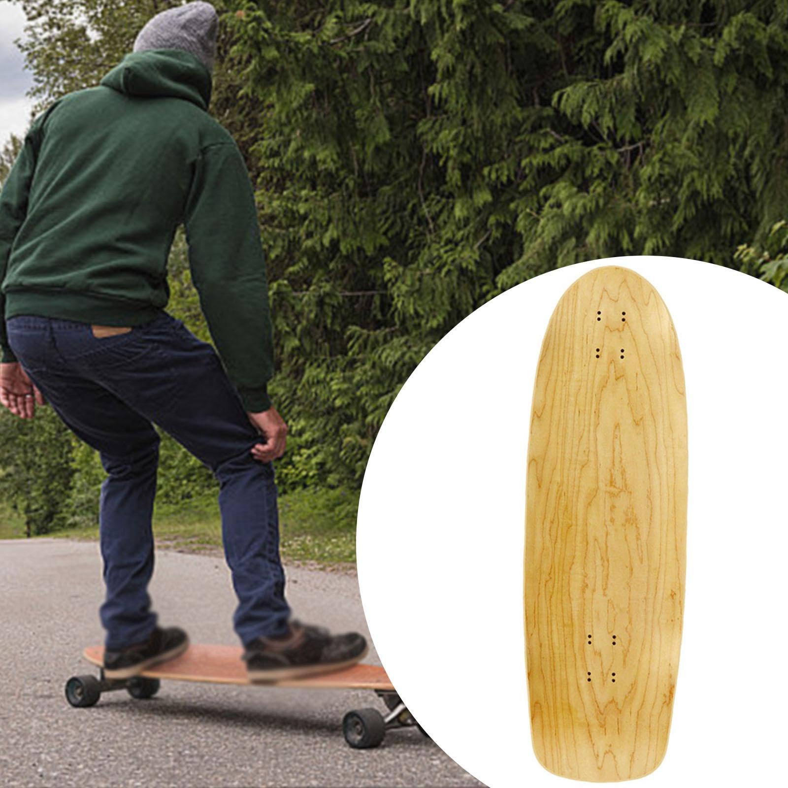 Harilla Blankes Skateboard-Deck mit doppeltem Schwanz, 7-lagiges Ahorn-Konstruktions-Skateboard, langes Deck, konkaves Board für Heimwerker, Basteln,