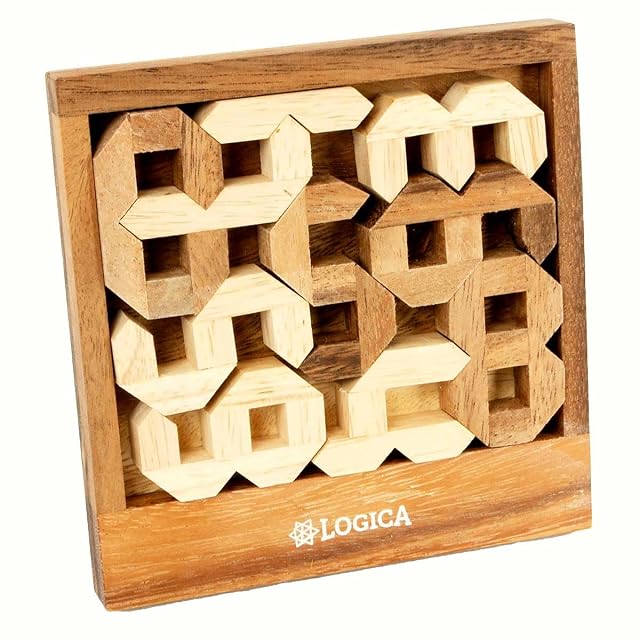 Logica Juegos Art. Numeros - Digigrams - Rompecabezas Geométrico de Madera Preciosa - Dificultad 4/6 Extrema