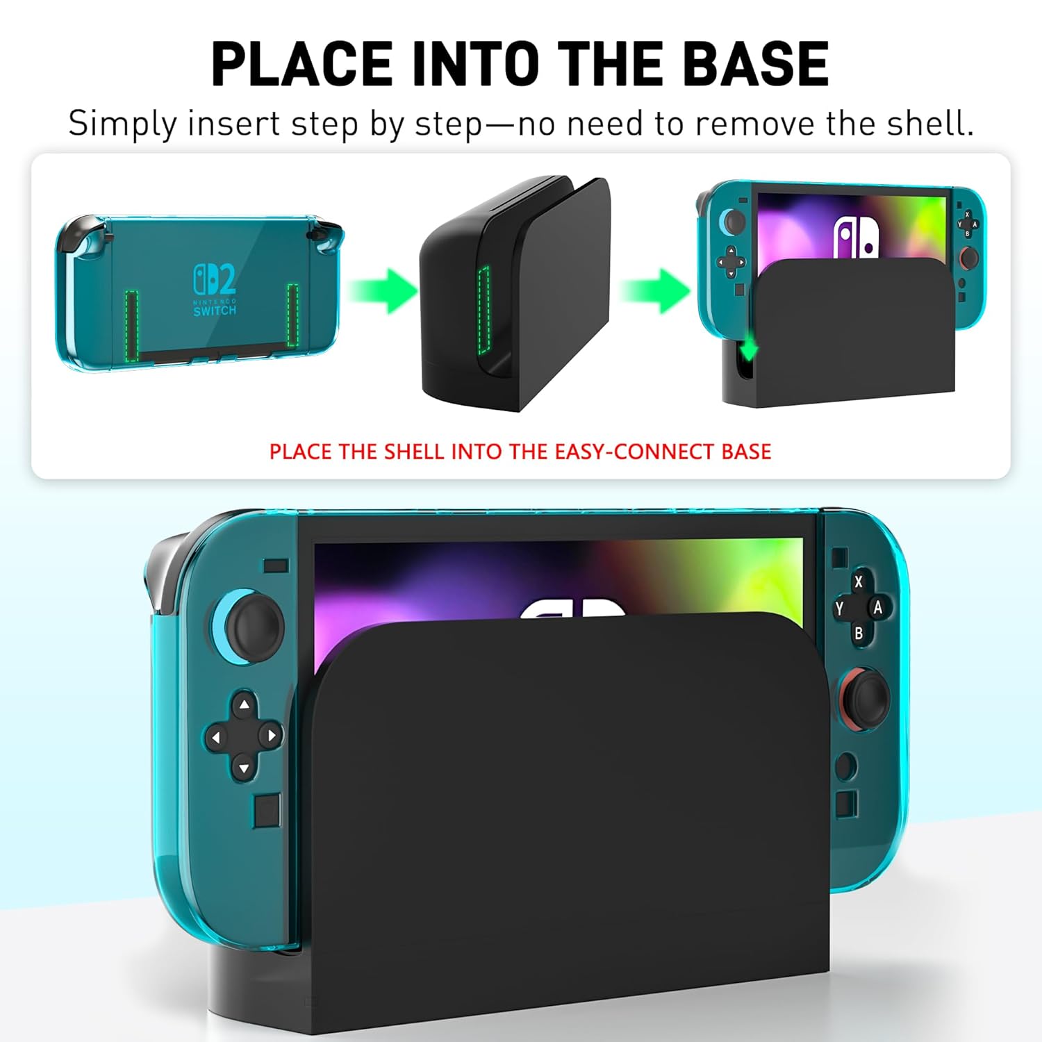 [Easy Docking Version] GLDRAM Clear Blue Case for Nintendo Switch 2 (2025), Dockable Hard Shell PC Protective Cover Skin for Switch 2 Console & Detachable Joycon Grip - Image 5