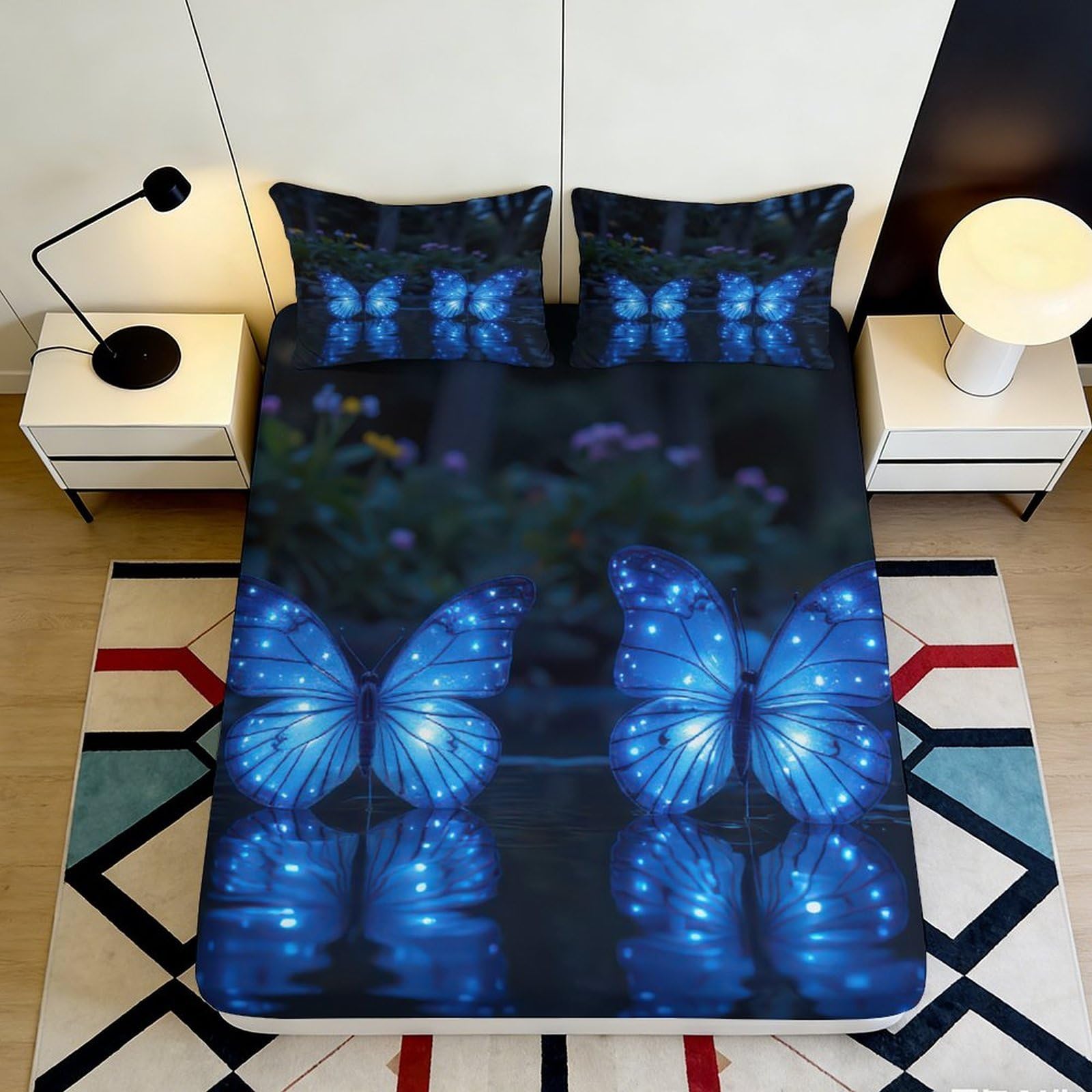 3D Printed Camper Van Fitted Sheet Microfiber Deep Pocket Non-Slip Bedroom Campers Mattress Fitted Cover 90x200x25cm