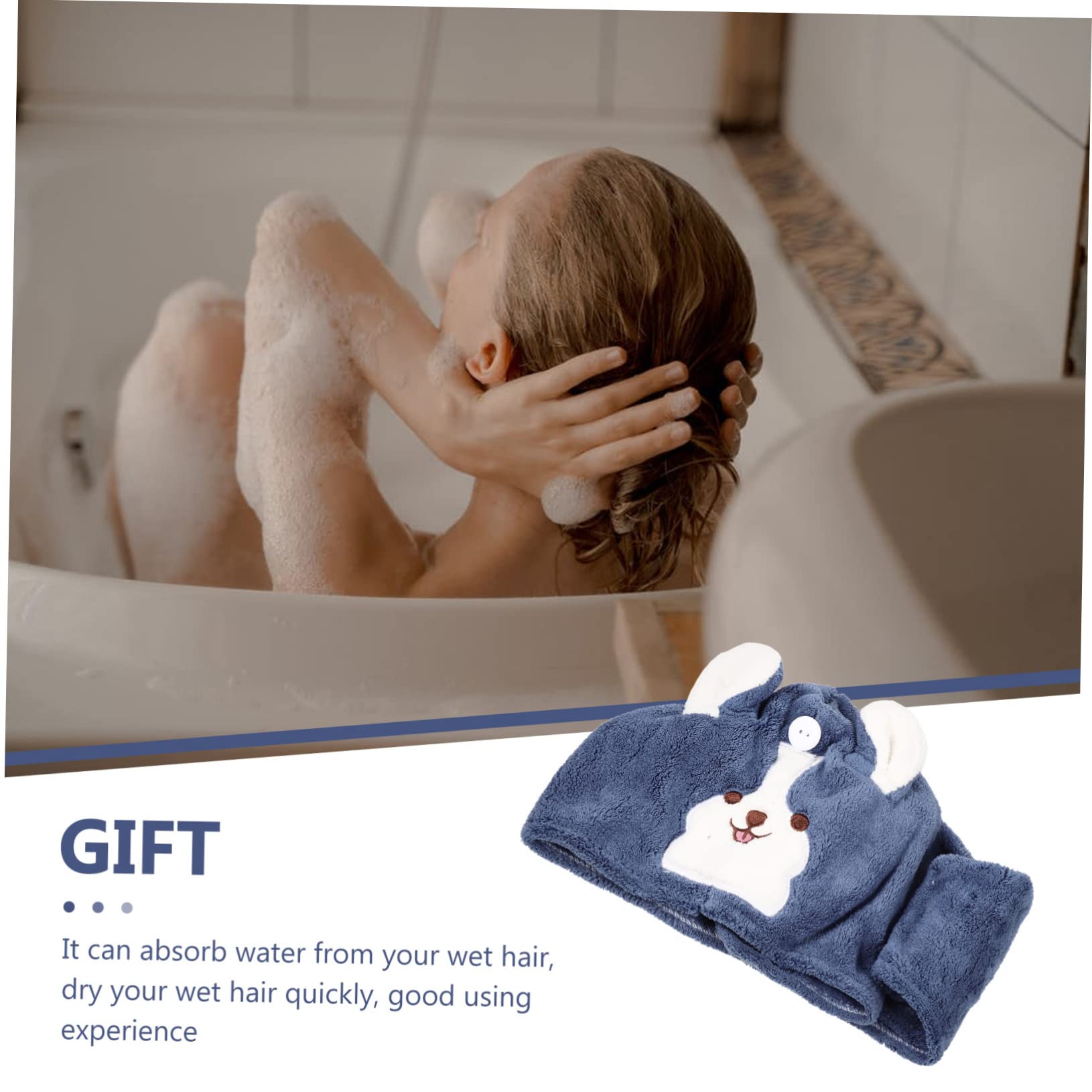 VICASKY Absorbent Hair Wrap Hat Bath Hair Drying Cap for Girls Soft Fleece Fast Dry Travel-Friendly