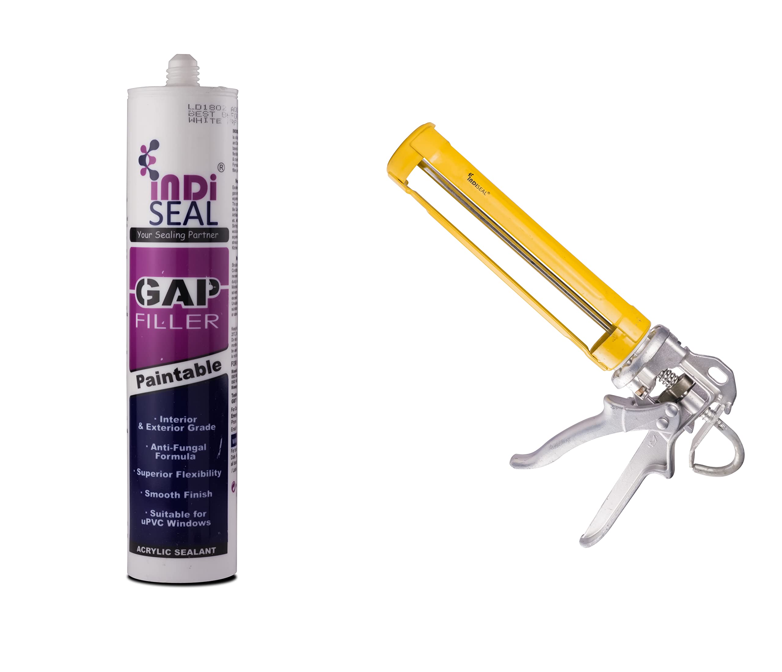 Indiseal All Purpose Interior & Exterior Gap Filler | Acrylic Paintable Sealant | Ideal for Concrete, Metal, Wood, Glass, Ceramic, Plastics, Stones and many more (Gap Filler + Premium Gun)-image-31