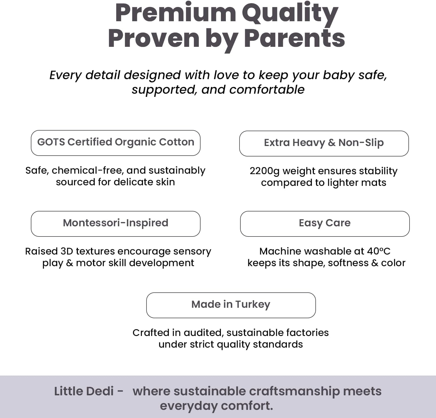 3D Soft Organic Cotton Crawling Blanket – GOTS Certified, 40x40 in Montessori Design for Motor Skill Development, Reversible, No Loose Threads – Washable & Sustainable