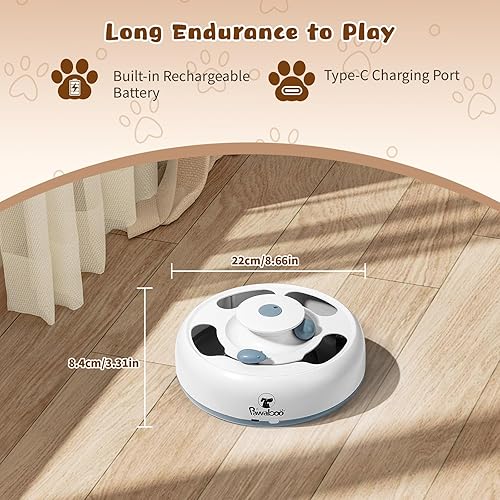 Miniatura 6 de Pawaboo Juguete interactivo automático 3 en 1 para gatos, juguete electrónico de movimiento con avivadores de mariposa, bola de pista y ratón de