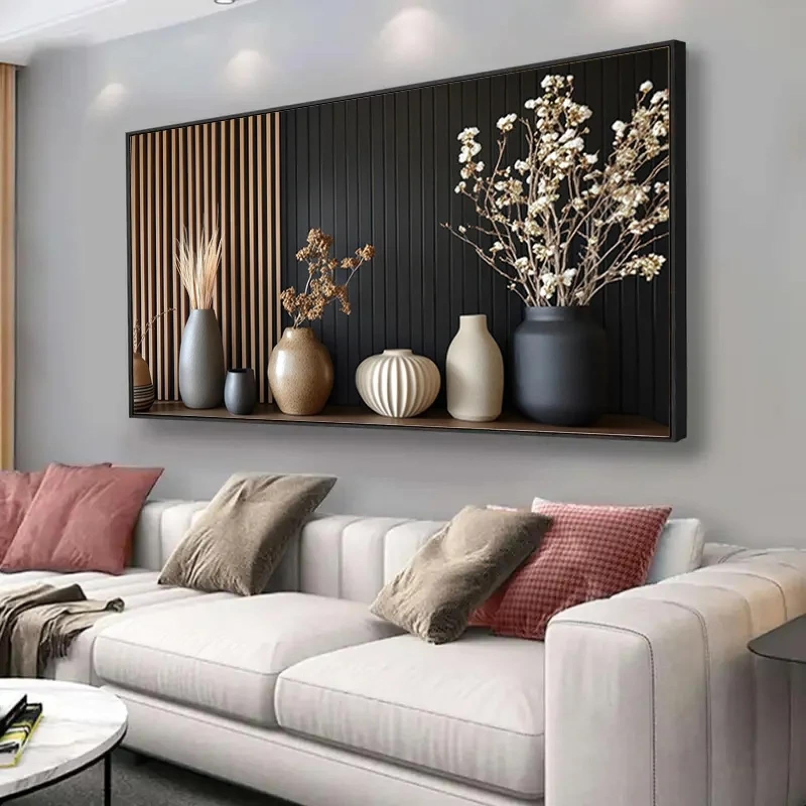 KEMEIQI Modern Abstract Print Wall Art Retro Canvas Painting for Living Room Large Size Canvas Poster for Bedroom Decorative 65x130cm Frameless